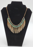 Gold Color Chain With Turquoise Color Stones Beautiful Dropping Necklace.