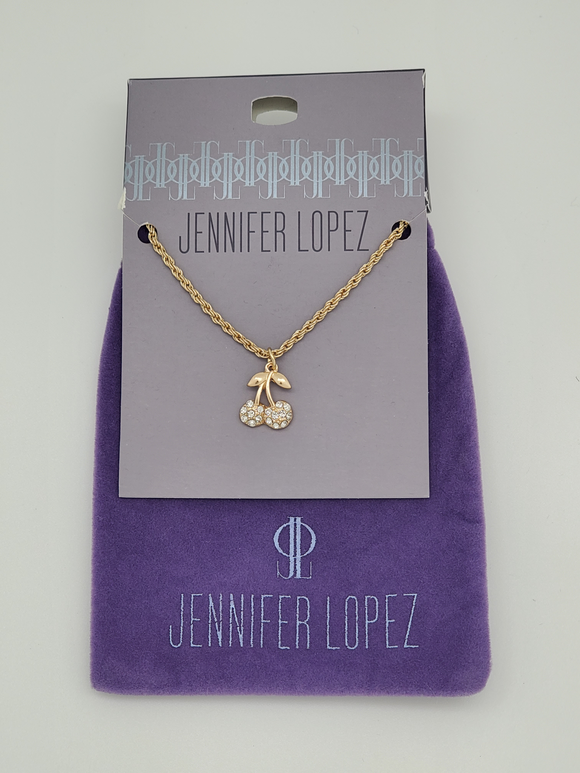 Jennifer Lopez Golden Cherry With Stones Necklace