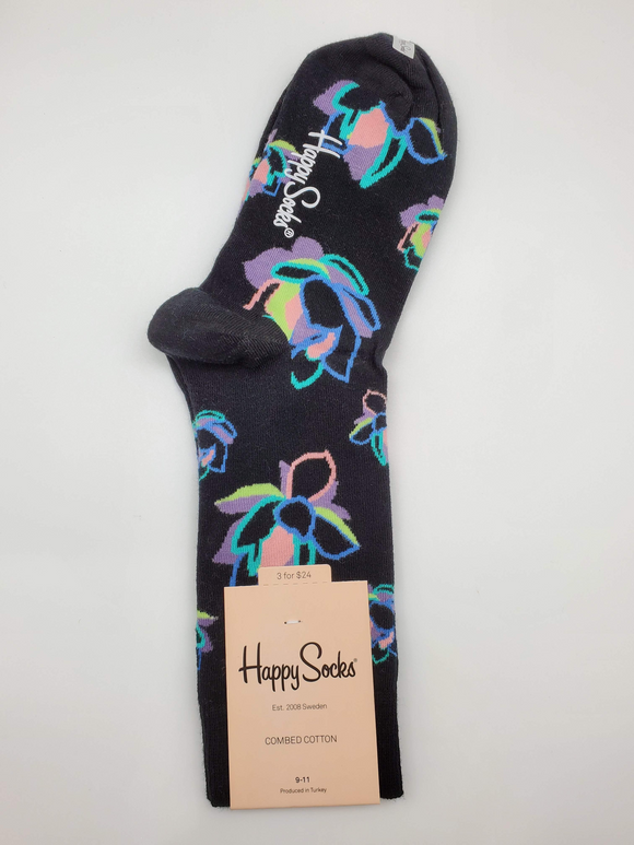 Happy Socks Combed Cotton Colorful Flower Shape Pattern Women Socks