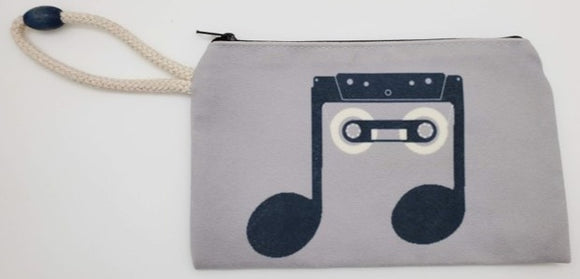 Beam Note Music Velveteen On Canvas Zipper Art Bag