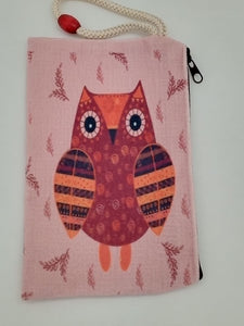 Pink Autumn Owl Velveteen Mask & Cosmetic Bag by Inspired Vintage