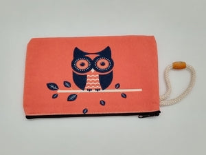 Owl Leaf Art Bag Velveteen Mask & Cosmetic Bag By Inspired Vintage