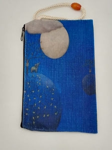 Elephant Moon Starlight Art Bag Velveteen Mask & Cosmetic Bag By Inspired Vintage