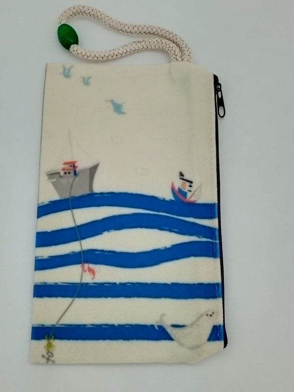 Open Seas Art Bag Velveteen Mask & Cosmetic Bag By Inspired Vintage
