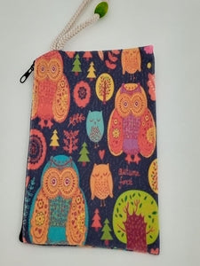 Owl Tree Collage Art Bag Velveteen Mask & Cosmetic Bag By Inspired Vintage