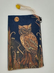 Night Owl Moon Art Bag Velveteen Mask & Cosmetic Bag By Inspired Vintage