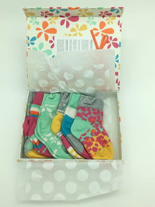 Happy Socks Newborn Baby 0-12 Months 6 Pairs Sock Gift Box with Magnet Snap