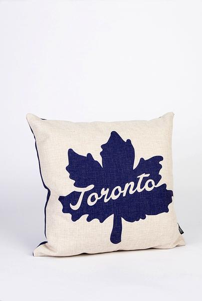 Blue Toronto Maple Leaf Pillow with Vegan Down Fill