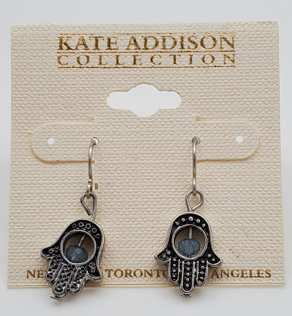 Kate Addison Black Hamsa Symbol Earrings