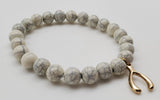 Marble Finish Beads Wishbone Stretch Bracelet