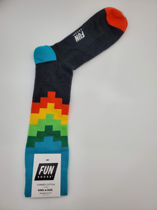Fun Socks Colorful Staircase Pattern Men's King Size 13-16 Socks.