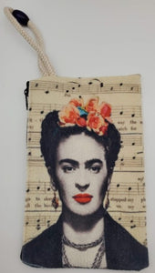 Frida Kahlo Velveteen On Canvas Zipper Art Bag