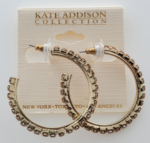 Kate Addison Collection Yellow Stone Hoop Earrings