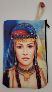 Bohemian Women Velveteen On Canvas Zipper Art Bag